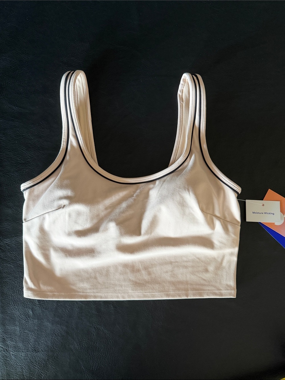 Women's Light Beige Scoop Neck Sports Bra Crop Top NWT